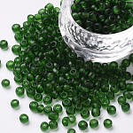 Perline semi di vetro, colori satinati, tondo, verde, 4mm, Foro: 1~1.5 mm, circa 4500pcs/libbra