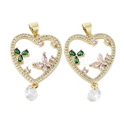 Сердце латунные микро проложить кубического циркония подвески KK-E102-03G