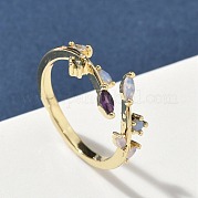 Латунные микро проложить манжеты кольца кубического циркония RJEW-H256-02G