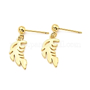 Серьги-пусеты с подвесками из латуни и листьев стойки KK-C026-06G