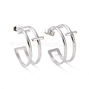 Серьги-гвоздики с двойным крестом из нержавеющей стали 304 EJEW-G326-05P