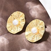 Овальные серьги-гвоздики из латуни EJEW-C152-07B-G