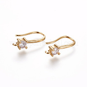 Латунь микро проложить кубического циркония серьги крючки ZIRC-L075-30G