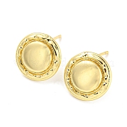 Латунные плоские круглые серьги-гвоздики для женщин EJEW-F326-27G