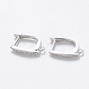 Brass Micro Pave Cubic Zirconia Hoop Earring Findings with Latch Back Closure KK-T048-033P-NF