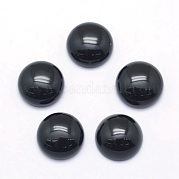 Кабошоны из натурального окрашенного и нагретого черного агата G-P393-R02-8MM