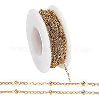 [33 Feet] 18K Gold Plated Stainless Steel Figaro Chain, 3.5mm Width 304  Stainless Steel Link Chains Roll Bulk for Jewelry Making