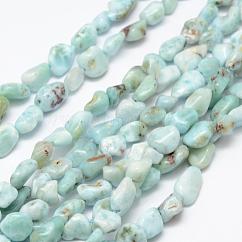 Larimar Naturperlen Stränge, getrommelt Stein, Nuggets, 6~8x4~6 mm, Bohrung: 1 mm, 15.3 Zoll (39 cm)
