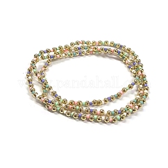 Conjunto de 3 pulsera elástica de cuentas de vidrio y CCB para mujer., reronda y la columna, colorido, 6.50 pulgada (16.5 cm)