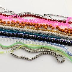 Perle di vetro stile misto, forme misto, colore misto, 4~16x4~16x1~14mm, Foro: 0.5~5 mm