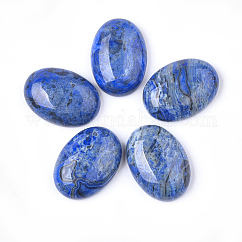 Cabujones de jaspe de onda natural, teñido y climatizada, oval, azul, 25x17.5~18x7mm
