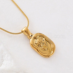 Collar con colgante de flor de tulipán de acero inoxidable vintage francés para mujer&nbsp;GP7567