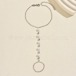 Élégants bracelets de main en laiton imitant une perle blanche ronde pour femmes&nbsp;KS0811