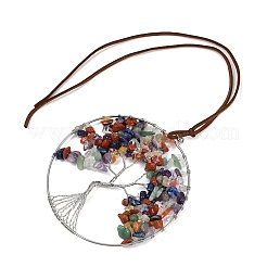 Decorazioni pendenti in ottone e pietre preziose naturali chakra&nbsp;HJEW-Z007-03P