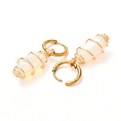 Orecchini pendenti in opalite avvolti in filo metallico per le donne&nbsp;EJEW-JE04628-03
