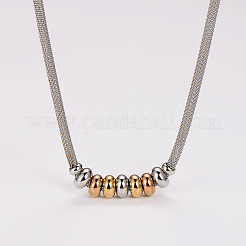 Colliers à pendentif en perles rondelles en acier inoxydable&nbsp;EE6114