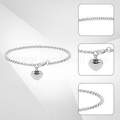 2 bracciale con ciondolo a forma di cuore in acciaio inossidabile antiossidante&nbsp;BJEW-CN0001-23P