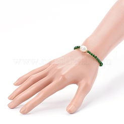 Bracelets extensibles en perles de verre rondes à facettes&nbsp;BJEW-JB05986