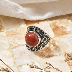 Verstellbare Ringe aus natürlichem rotem Jaspis&nbsp;RJEW-I108-03AS-06