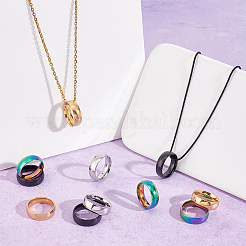 16 anillo de dedo de banda lisa de acero inoxidable 201 de 4 colores para mujer&nbsp;RJEW-UN0002-41