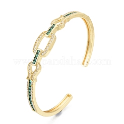 Bracciale rigido aperto con zirconi cubici e pesce&nbsp;BJEW-G651-06G-03