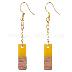 6 par de pendientes colgantes rectangulares de madera de nogal y resina de 6 colores&nbsp;EJEW-JE05252