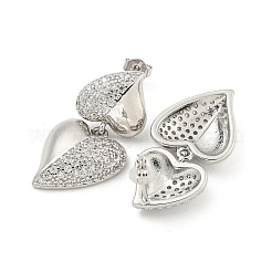 Ohrstecker aus Messing mit klarem Pavé-Stein und Zirkonia in Herzform&nbsp;EJEW-M258-81P