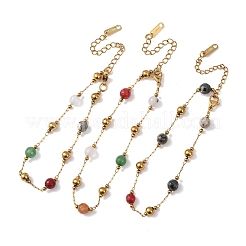 Armbänder aus runden Perlen aus natürlichem Achat und gefärbtem Jade&nbsp;BJEW-G774-02G