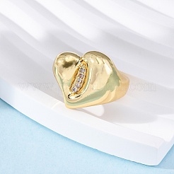 Mikropavé-Manschettenringe aus klarem Zirkonia aus Messing für Damen&nbsp;RJEW-U043-07G