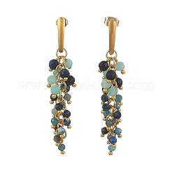 Pendientes de botón de acero inoxidable 304 con piedras preciosas naturales mixtas&nbsp;EJEW-JE07520-01