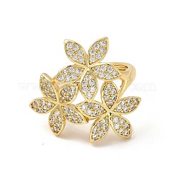 Verstellbarer Ring mit klarem Zirkonia-Blatt&nbsp;RJEW-I092-13G