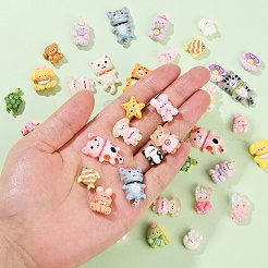 50 Stück 5 Stile Harz Cartoon Tier Cabochons&nbsp;CRES-YW0002-43