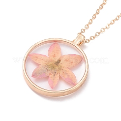 Collar con colgante de resina de flor real prensada en seco&nbsp;LS-NJEW-G088-01KCG-06