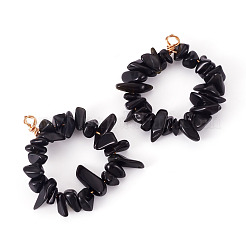 2 Stück Anhänger aus natürlichen Obsidian-Chip-Perlen&nbsp;PALLOY-TAC0232-05