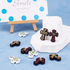 9 Stück 3 Farben Kreuz mit Blumen-Silikon-Fokalperlen&nbsp;SIL-TA0001-96