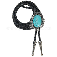 Natürlicher Türkis mit Lasso-Halskette aus PU-Leder&nbsp;NJEW-WH20010-02A