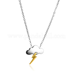 Colliers pendentifs éclair nuage bicolores en acier inoxydable 304 pour femmes&nbsp;WG049FD-01