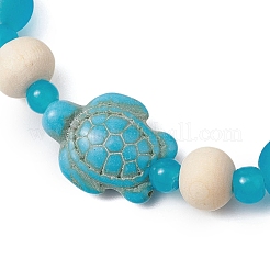 3 pz braccialetti elastici in turchese sintetico&nbsp;BJEW-JB11125