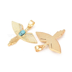 Micro pavé de zircone cubique en laiton avec pendentifs turquoise synthétiques&nbsp;KK-G543-13G-02