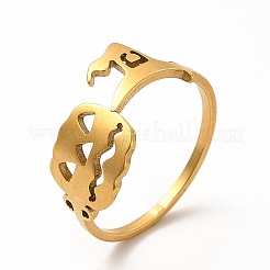 Anello da dito a forma di zucca e strega in acciaio inossidabile 201 per Halloween&nbsp;RJEW-K239-11G