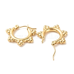 Pendientes de aro con diseño de flor de acero inoxidable 304 con revestimiento iónico (IP) para mujer&nbsp;EJEW-K242-05G