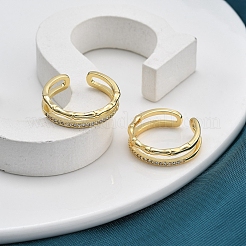 Gestellplattierung Messing Mikropflaster klare Zirkonia Manschettenfingerringe für Frauen&nbsp;RJEW-M028-39G