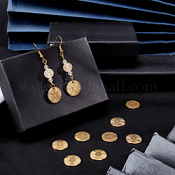 Pendentifs ronds plats texturés en acier inoxydable 304&nbsp;STAS-UN0013-43G