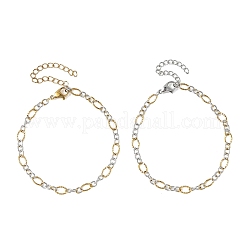 Ensemble de 2 bracelet à maillons Figaro en acier inoxydable 304&nbsp;BJEW-JB14356-01