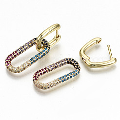 Latón micro pavimenta circonio cúbico pendientes de aro huggie&nbsp;EJEW-S208-127-NF