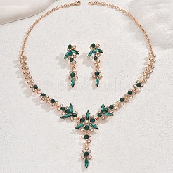 Collane con ciondolo in strass in ottone e orecchini pendenti a bottone&nbsp;FS-WG58BAB-01