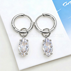 Boucles d'oreilles créoles en acier inoxydable 304 avec zircone cubique transparente&nbsp;WG95E49-02