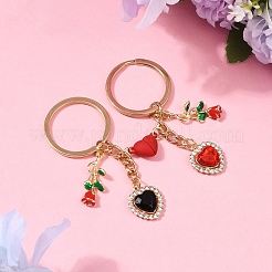 Porte-clés en alliage strass pour la Saint-Valentin&nbsp;KEYC-YW00184