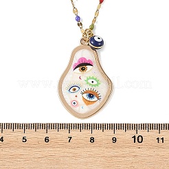 Collana da donna con ciondolo a forma di pera in lega stampata smaltata e ottone smaltato con occhio di Allah&nbsp;NJEW-JN06361