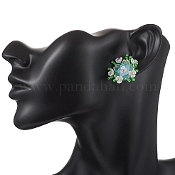 Boucles d'oreilles à tige en perles de verre faites à la main avec des fleurs&nbsp;EJEW-MZ00656